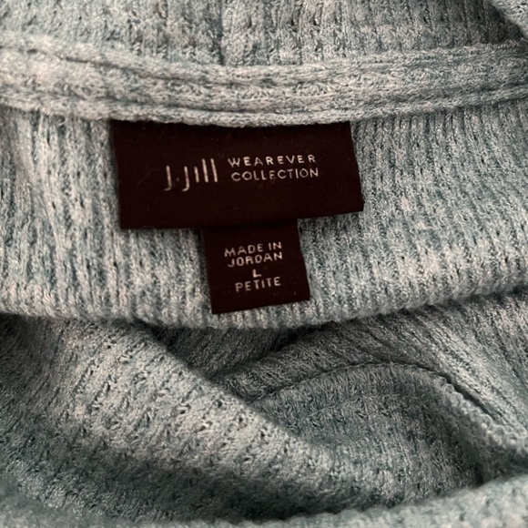 J.Jill Wearever Waffle Teal Cowl Neck Top sz L - Picture 6 of 9